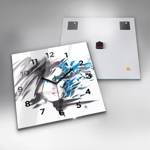 Szögletes fali üvegóra Absztrakt női arc