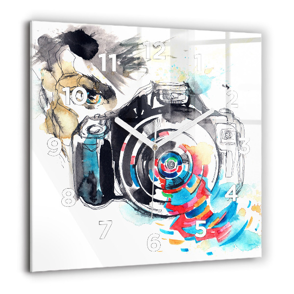 Szögletes fali üvegóra Fotós nő