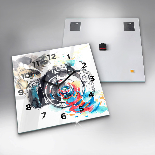 Szögletes fali üvegóra Fotós nő