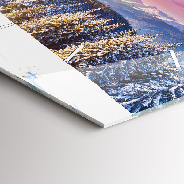 Szögletes fali üvegóra Téli hegyi táj