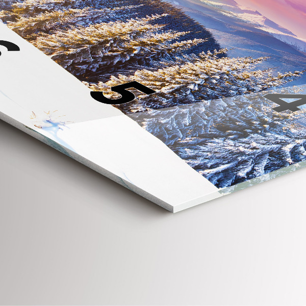 Szögletes fali üvegóra Téli hegyi táj