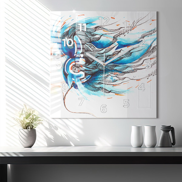 Szögletes fali üvegóra Egy kézibeszélő illusztrációja