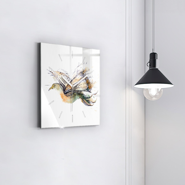 Szögletes fali üvegóra A madár és a könyv