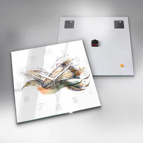 Szögletes fali üvegóra A madár és a könyv