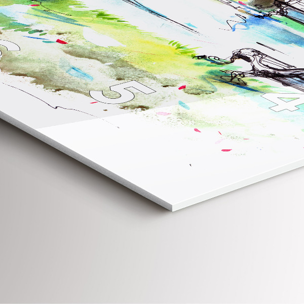 Szögletes fali üvegóra Festői tavasz