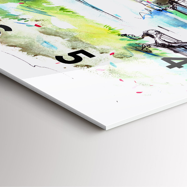 Szögletes fali üvegóra Festői tavasz