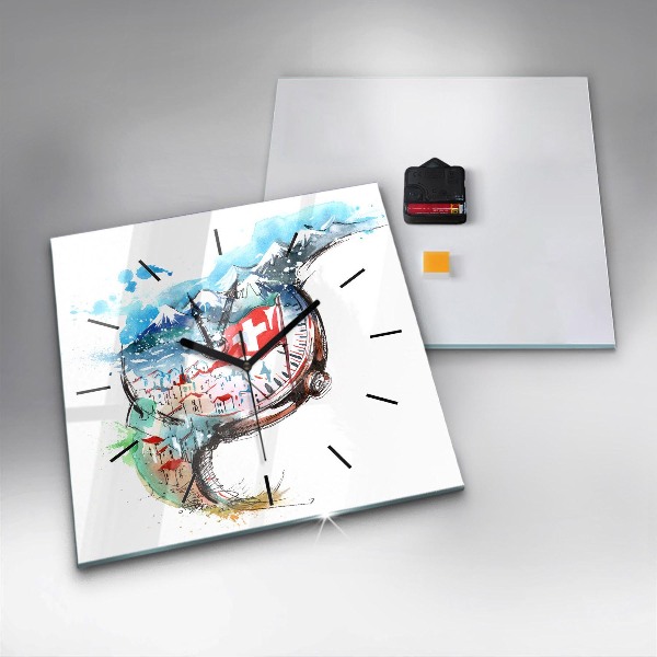 Szögletes fali üvegóra Svájci óra