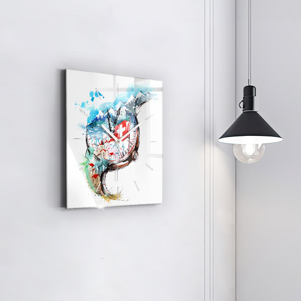 Szögletes fali üvegóra Svájci óra