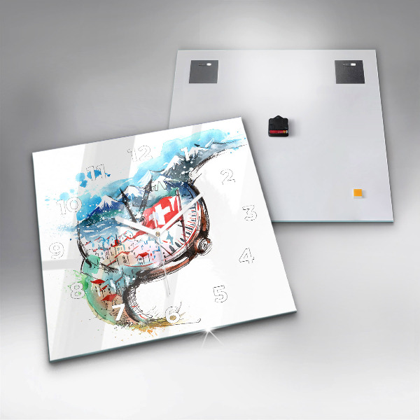 Szögletes fali üvegóra Svájci óra