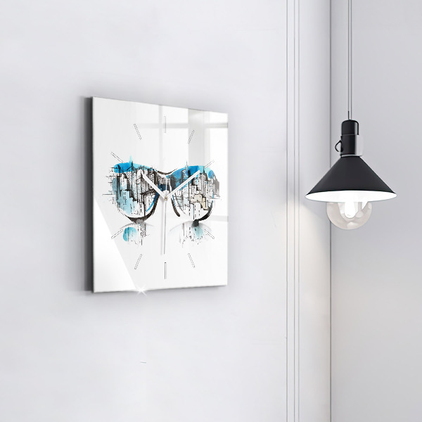 Szögletes fali üvegóra Város szemüvegben