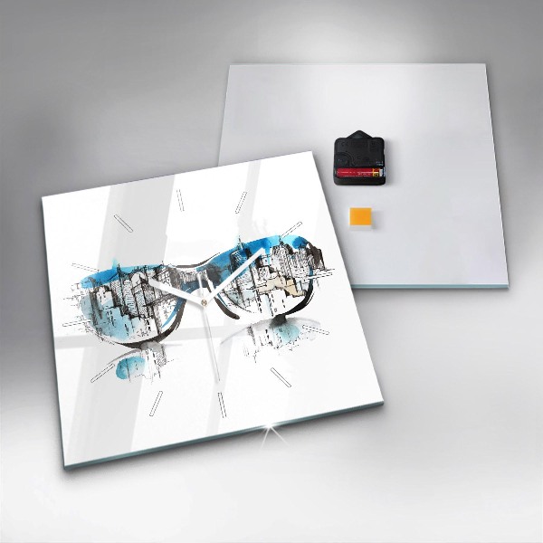 Szögletes fali üvegóra Város szemüvegben