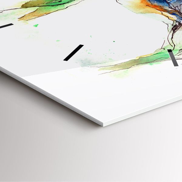 Szögletes fali üvegóra Jávorszarvas és hegyi táj