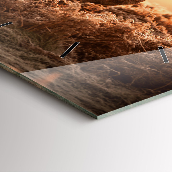 Szögletes fali üvegóra Szarvas napkeltekor