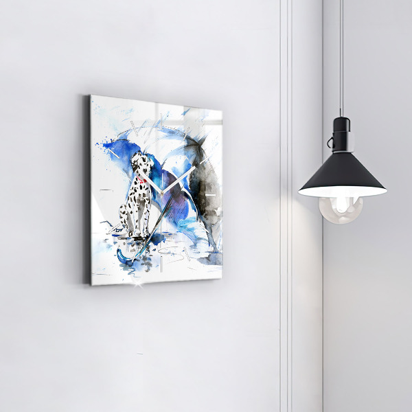 Szögletes fali üvegóra Dalmata és esernyő