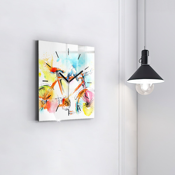 Szögletes fali üvegóra Festett bicikli