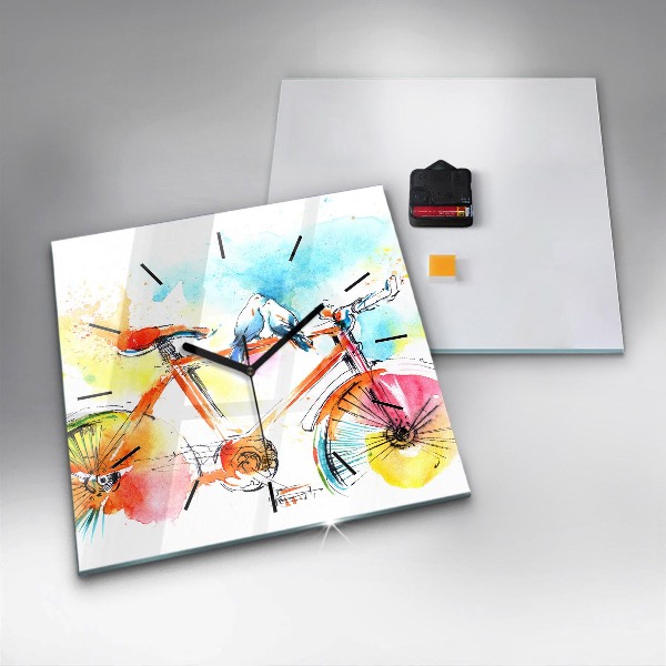 Szögletes fali üvegóra Festett bicikli