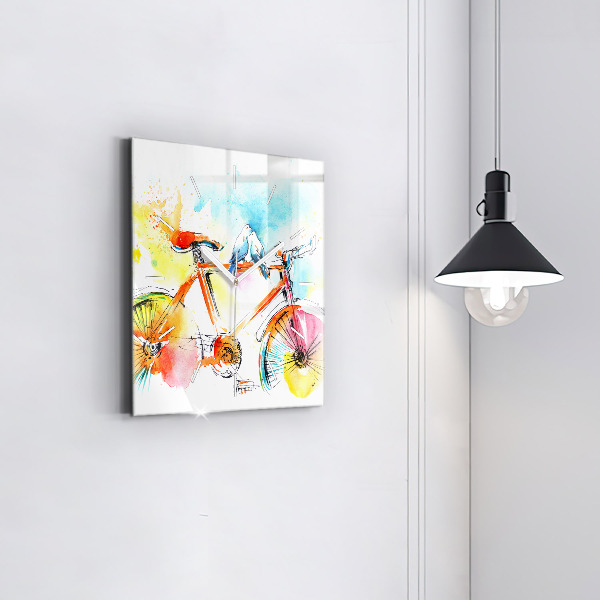 Szögletes fali üvegóra Festett bicikli