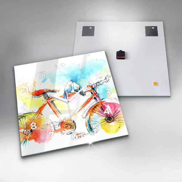 Szögletes fali üvegóra Festett bicikli