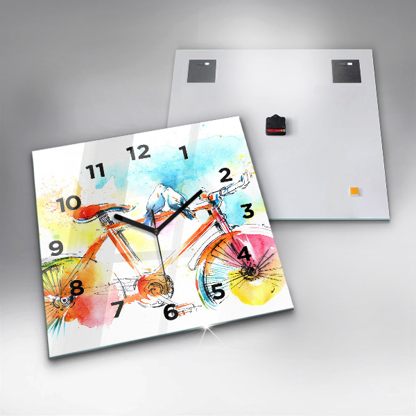 Szögletes fali üvegóra Festett bicikli