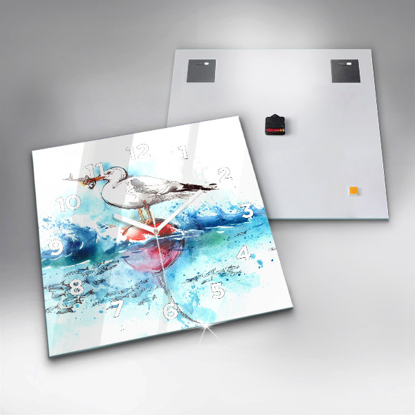 Szögletes fali üvegóra Festett sirály