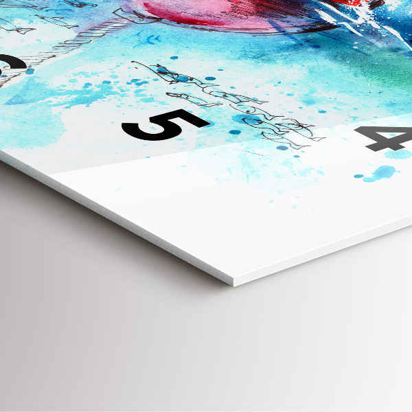 Szögletes fali üvegóra Festett sirály