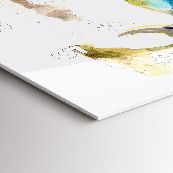 Szögletes fali üvegóra Festett hegyek és ló