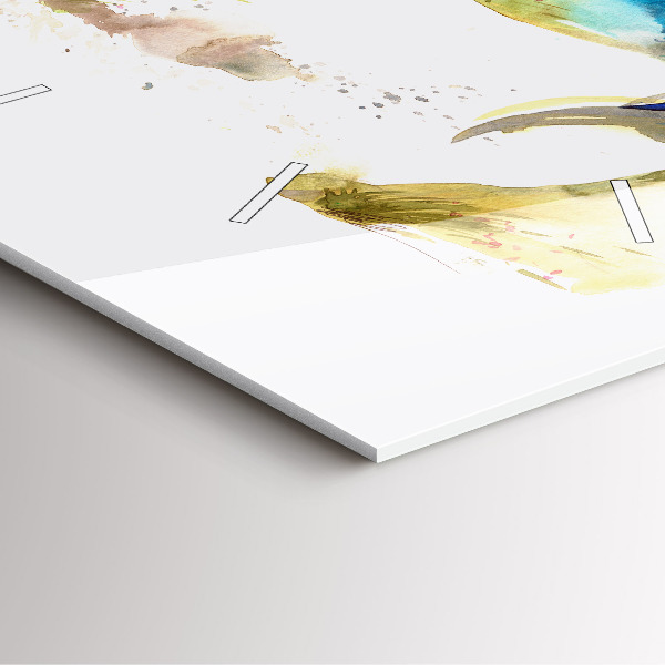 Szögletes fali üvegóra Festett hegyek és ló