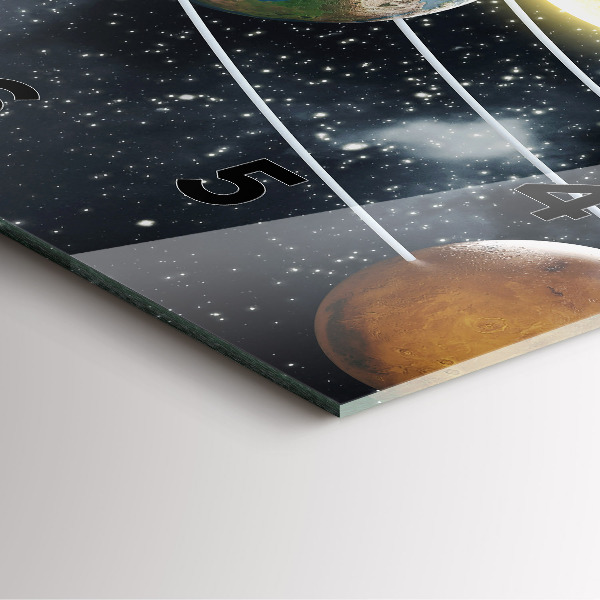 Szögletes fali üvegóra A naprendszer