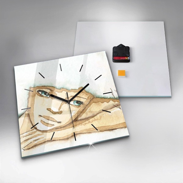 Szögletes fali üvegóra Egy nő portréja