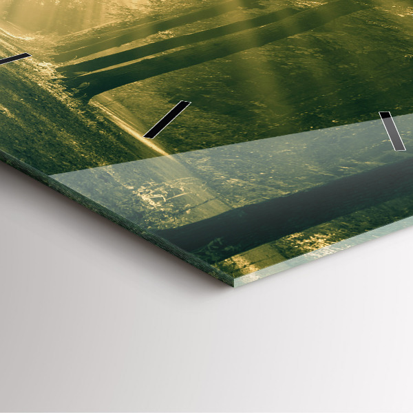 Szögletes fali üvegóra Napsugarak erdő