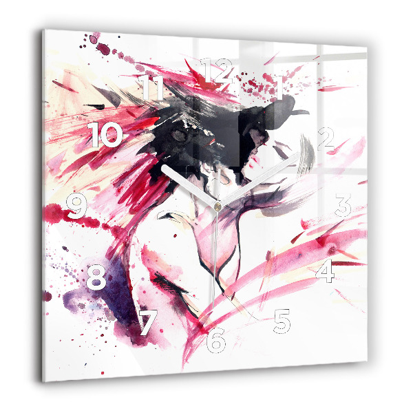 Szögletes fali üvegóra Szerelmesek absztrakció