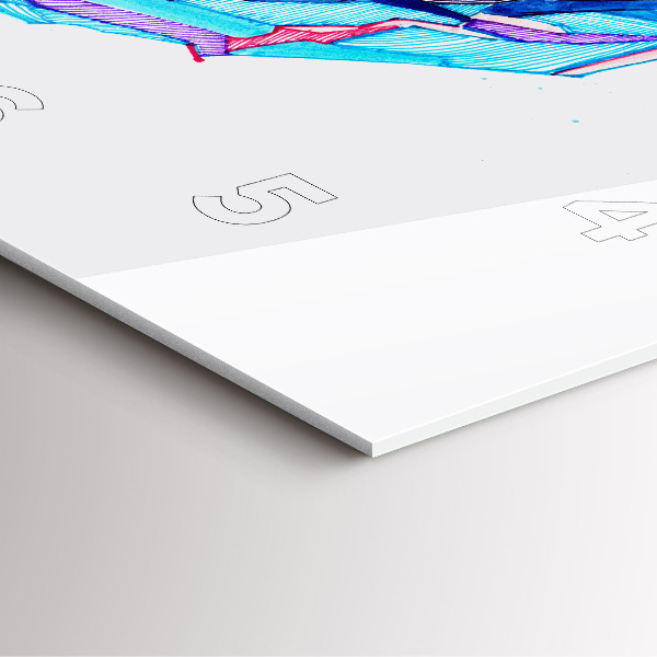 Szögletes fali üvegóra Síelő