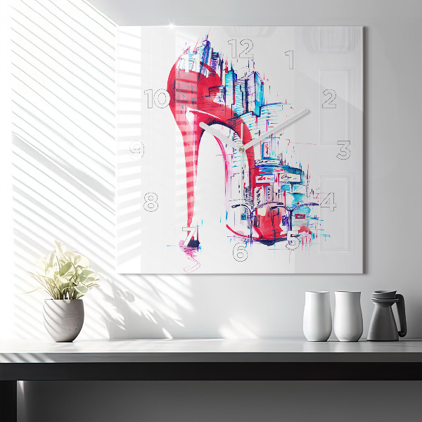 Szögletes fali üvegóra Piros sarkú