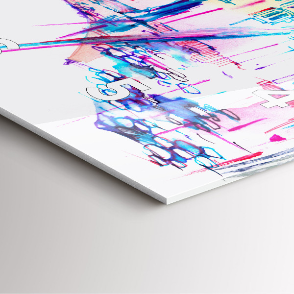 Szögletes fali üvegóra Esernyő és város