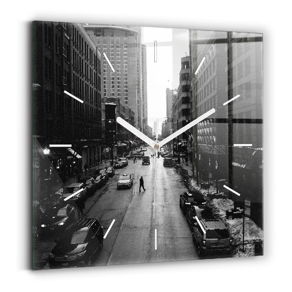 Szögletes fali üvegóra Chicago City Streets