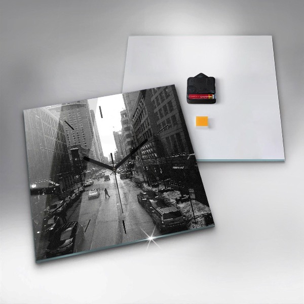 Szögletes fali üvegóra Chicago City Streets