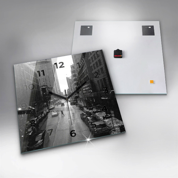 Szögletes fali üvegóra Chicago City Streets