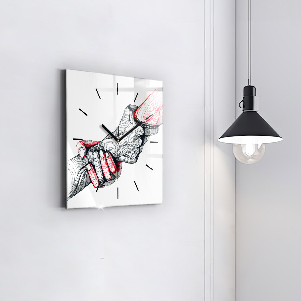 Szögletes fali üvegóra Kézen fogva