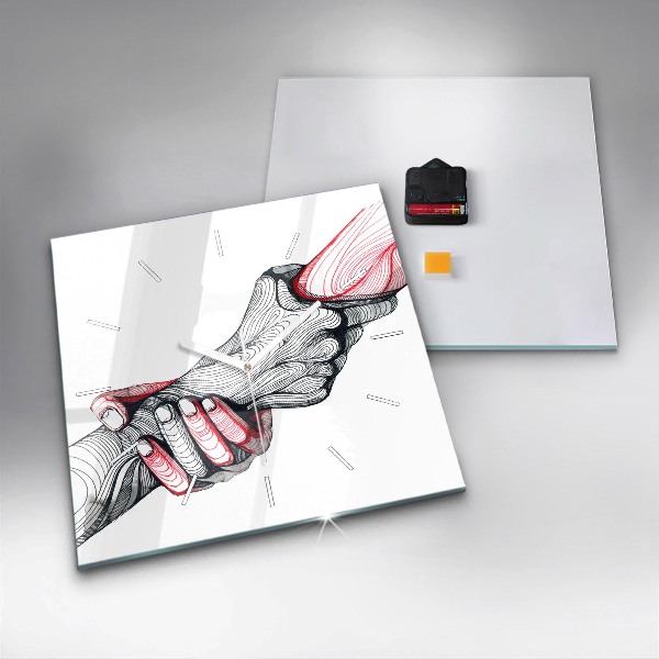 Szögletes fali üvegóra Kézen fogva