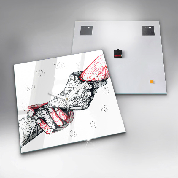 Szögletes fali üvegóra Kézen fogva