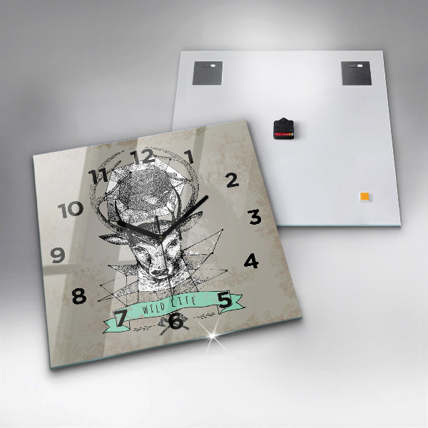 Szögletes fali üvegóra Szarvasfej