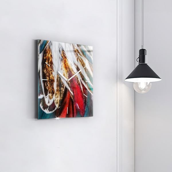 Szögletes fali üvegóra Világosbarna madártollak