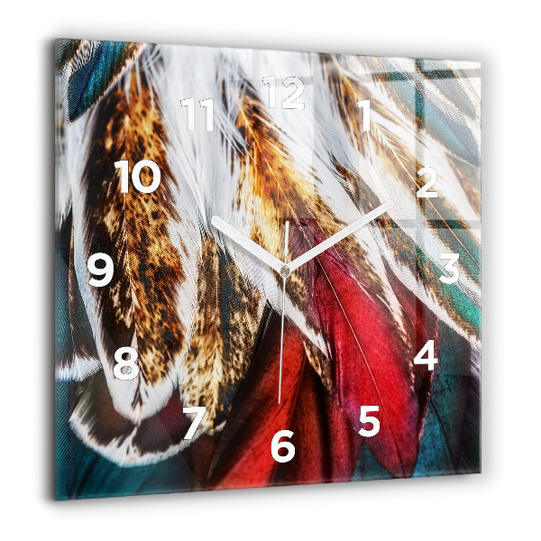 Szögletes fali üvegóra Világosbarna madártollak