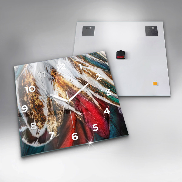 Szögletes fali üvegóra Világosbarna madártollak