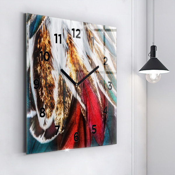 Szögletes fali üvegóra Világosbarna madártollak