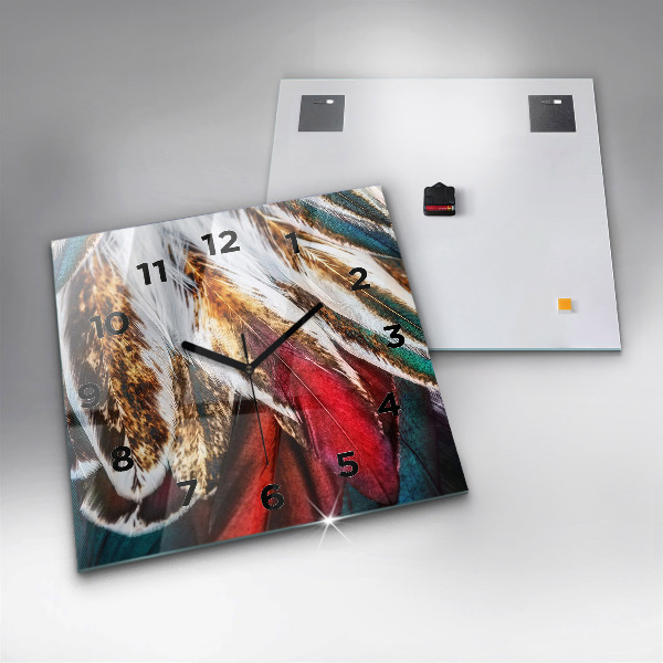 Szögletes fali üvegóra Világosbarna madártollak