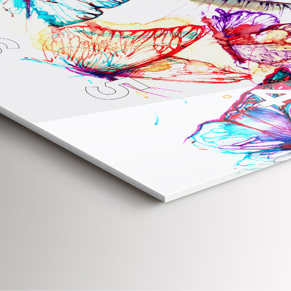 Szögletes fali üvegóra Színes pillangó szem