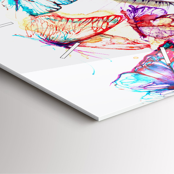 Szögletes fali üvegóra Színes pillangó szem