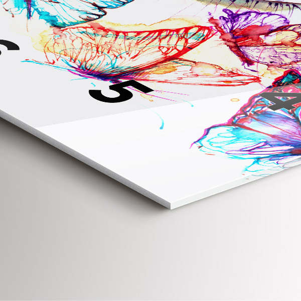 Szögletes fali üvegóra Színes pillangó szem