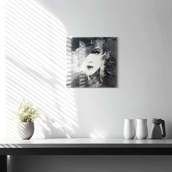 Szögletes fali üvegóra Nő - akvarell